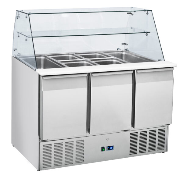 Vitrine à Bubble Réfrigérée statique vitrée en inox 24 parfums avec bacs et couvercles